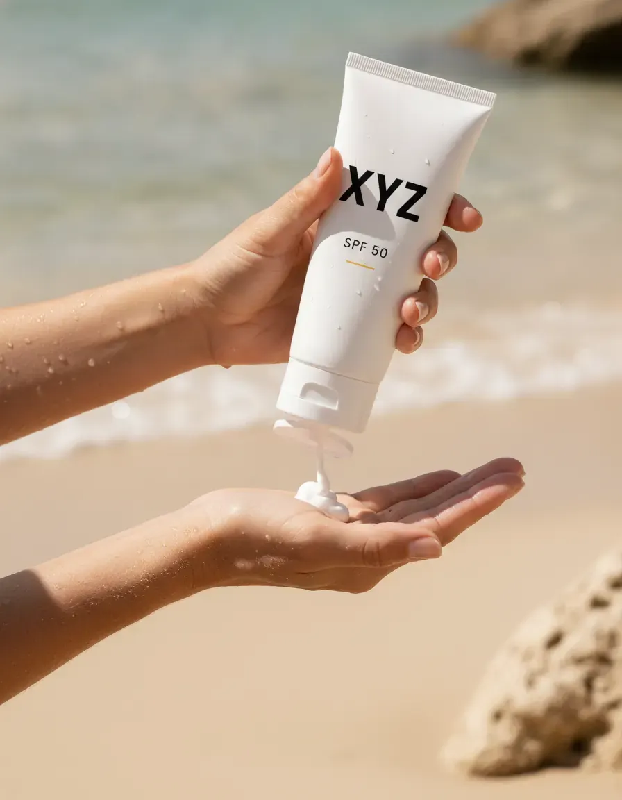 AI-generated beauty product image with shade-true colour and packaging detail preserved