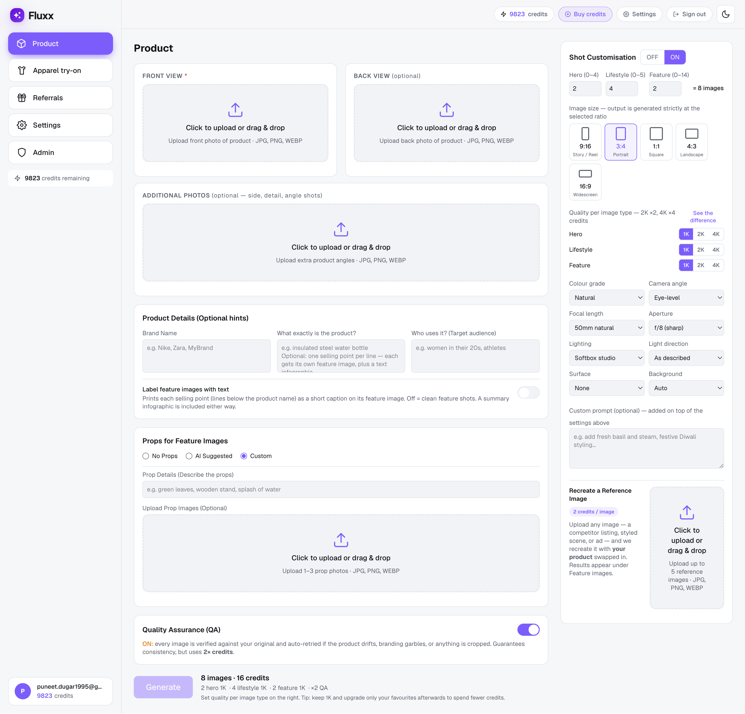 The Fluxx product workspace