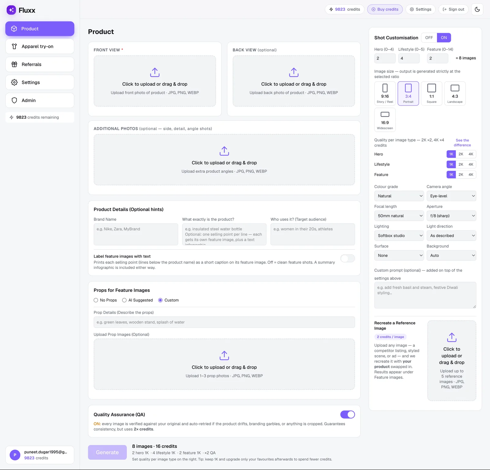 The Fluxx product workspace